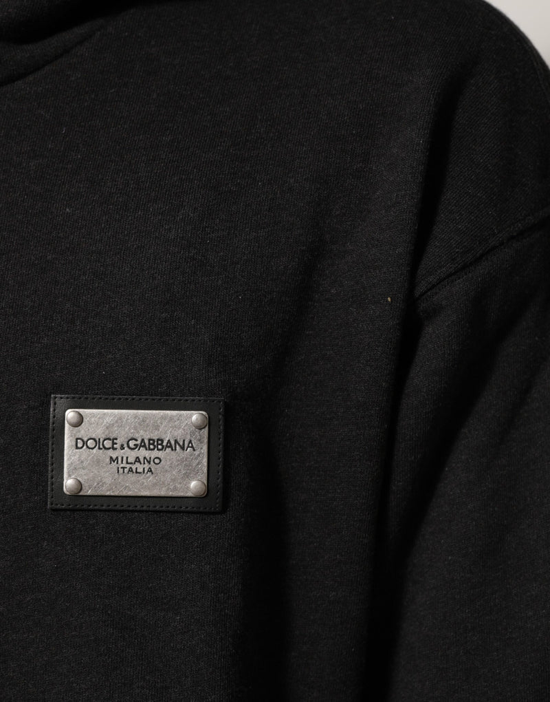 Sweat à capuche à fermeture éclair avec logo noir Dolce &amp; Gabbana