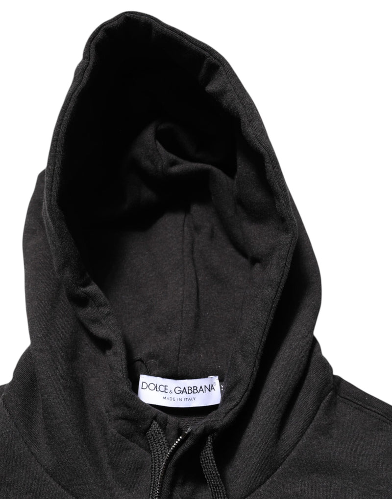 Sweat à capuche à fermeture éclair avec logo noir Dolce &amp; Gabbana