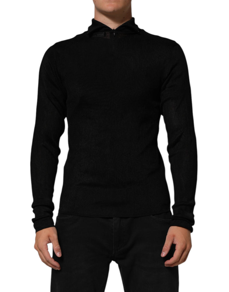 Pull col montant en viscose noire de Dolce &amp; Gabbana