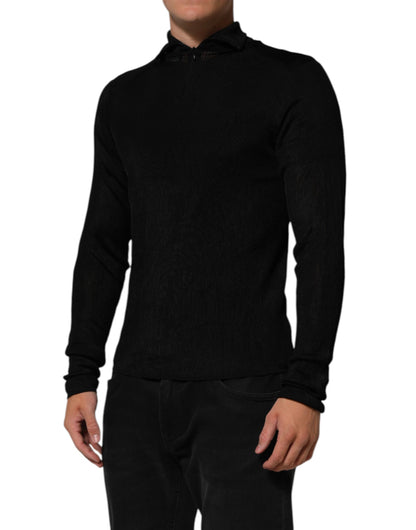 Dolce & Gabbana Black Viscose Turtle Neck Pullover Sweater