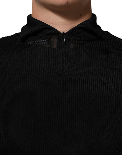 Dolce & Gabbana Black Viscose Turtle Neck Pullover Sweater
