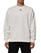 Sweat-shirt à col rond blanc avec logo DG de Dolce &amp; Gabbana