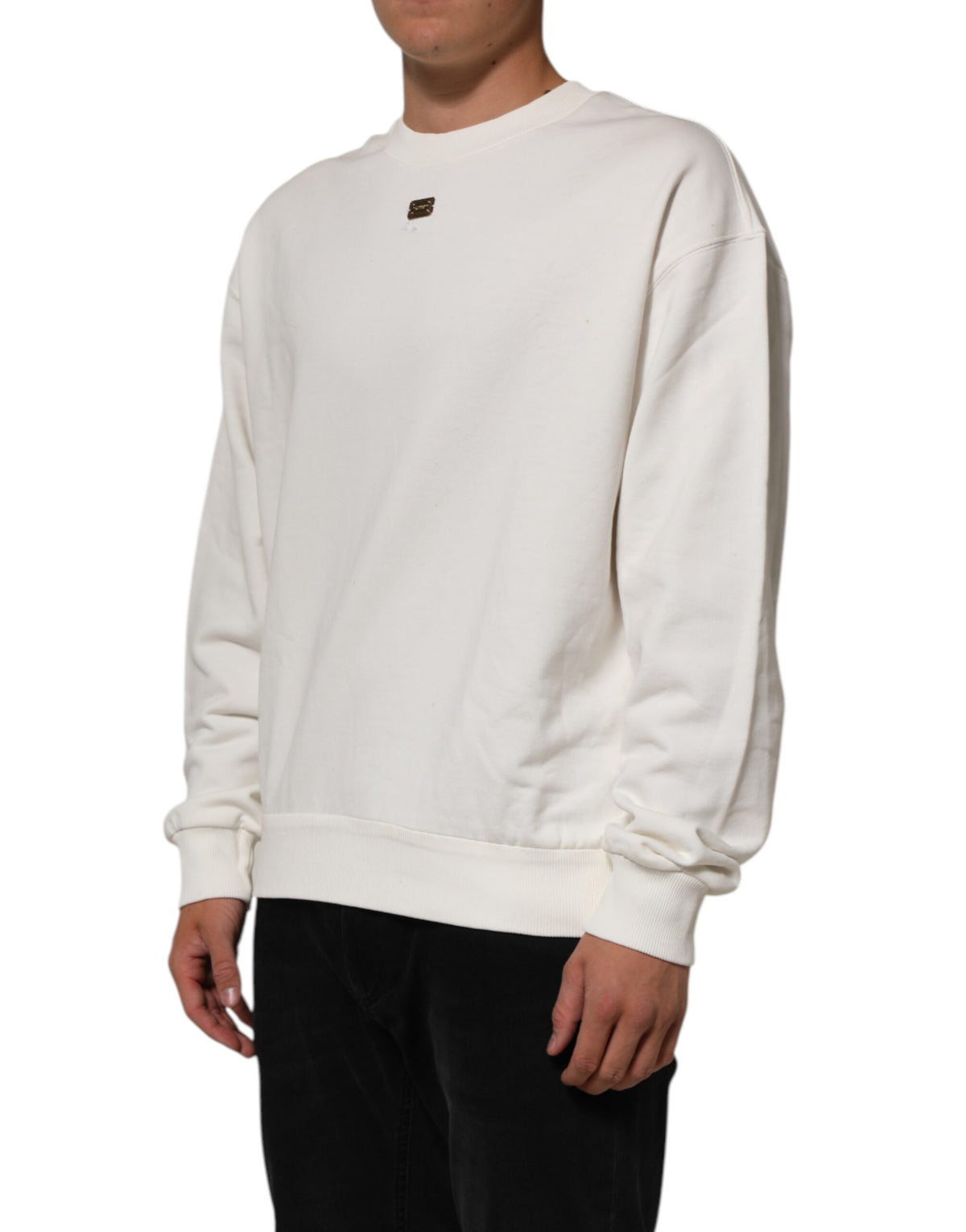 Sweat-shirt à col rond blanc avec logo DG de Dolce &amp; Gabbana