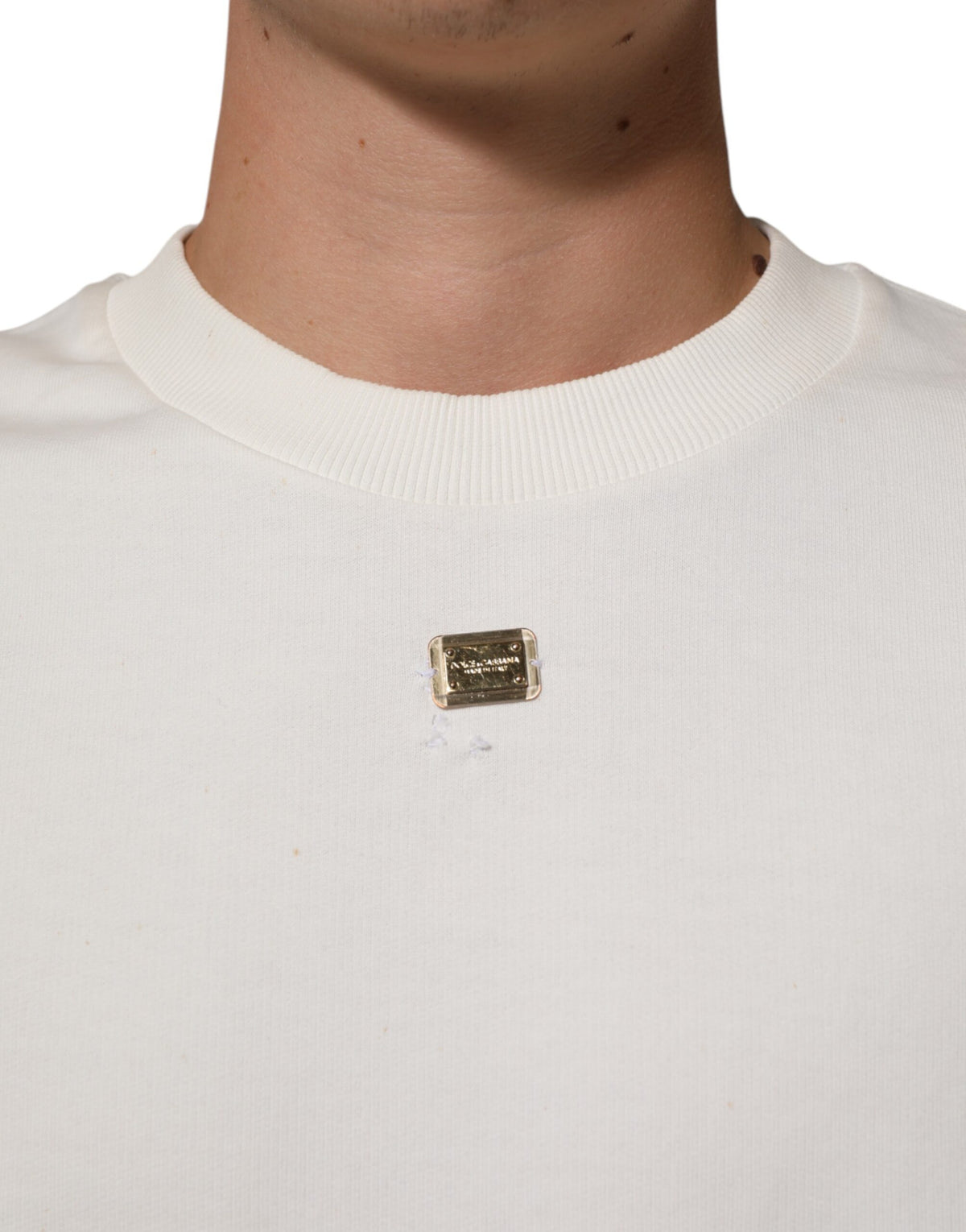 Sweat-shirt à col rond blanc avec logo DG de Dolce &amp; Gabbana