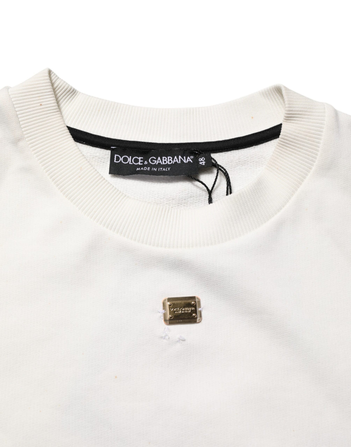 Sweat-shirt à col rond blanc avec logo DG de Dolce &amp; Gabbana