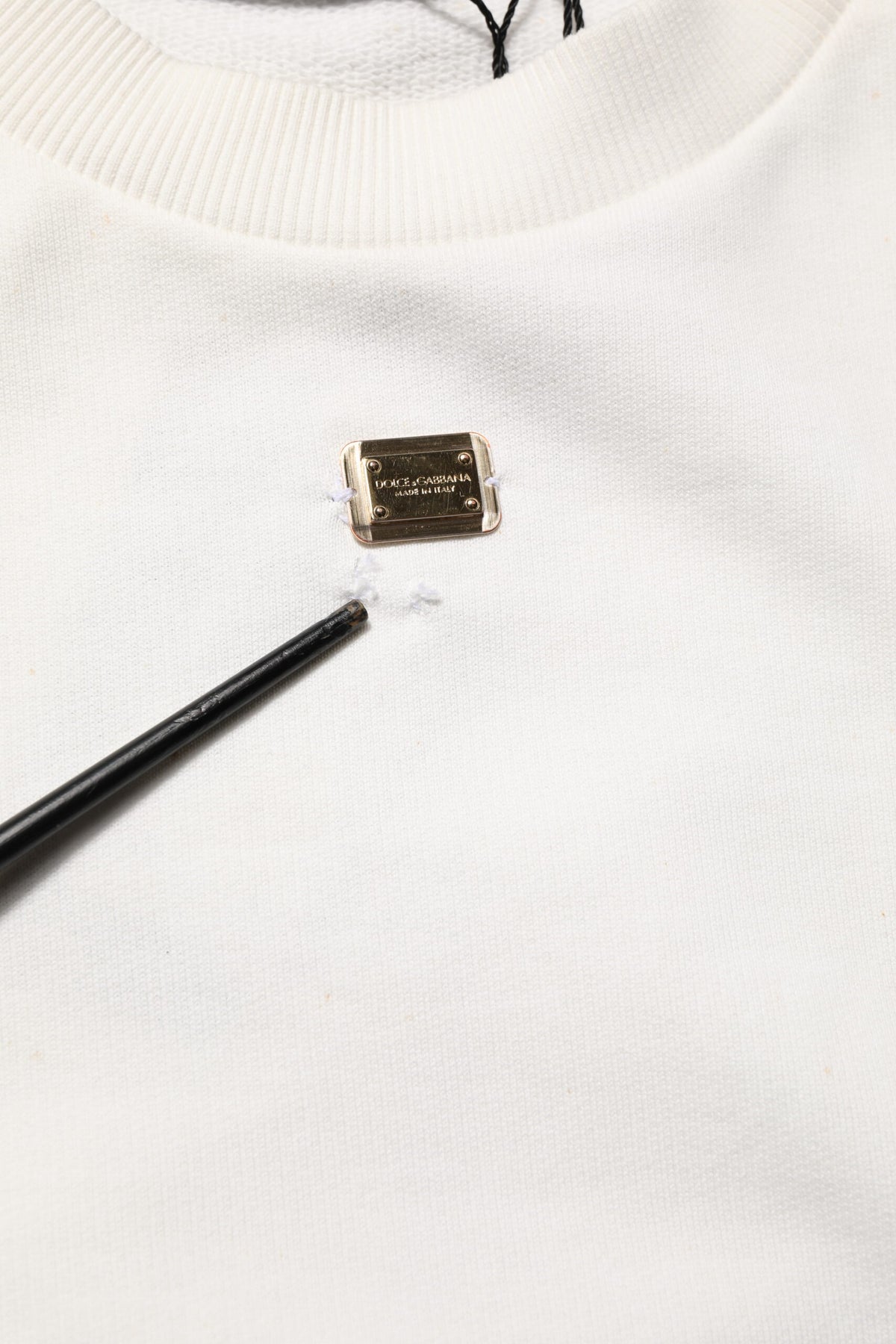 Sweat-shirt à col rond blanc avec logo DG de Dolce &amp; Gabbana