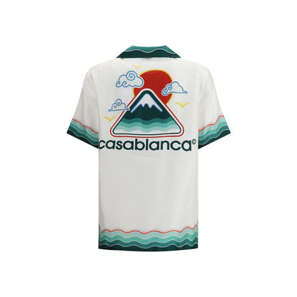 Chemise en soie Casablanca à col cubain et manches courtes
