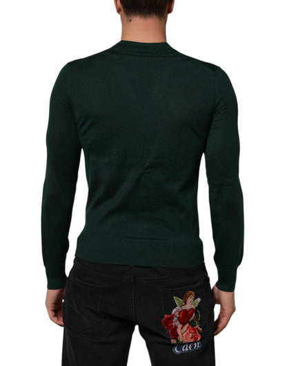 Dolce & Gabbana Dark Green Button Down Men Cardigan Sweater