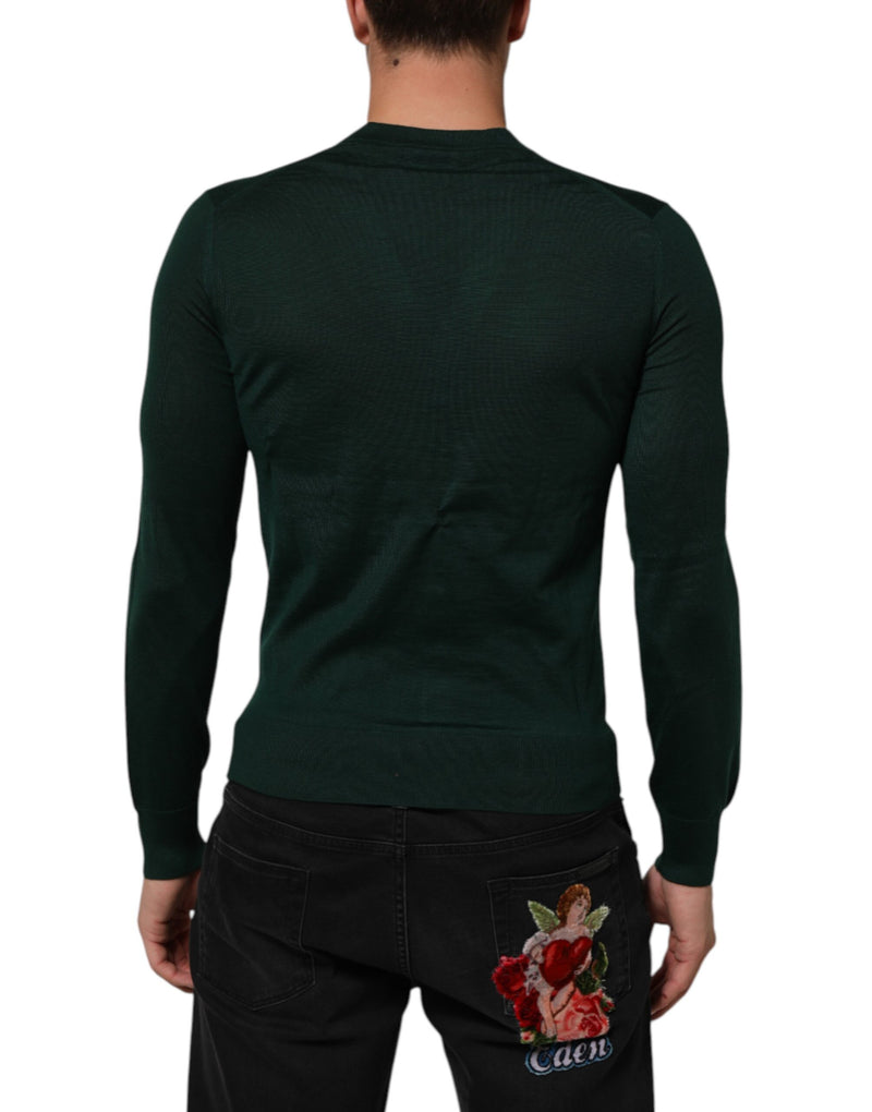 Dolce &amp; Gabbana Donkergroene Button Down Heren Cardigan Trui