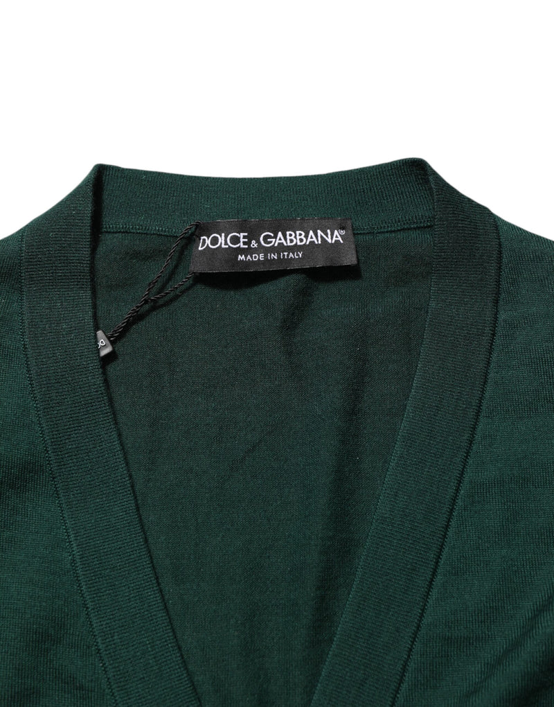 Dolce &amp; Gabbana Donkergroene Button Down Heren Cardigan Trui
