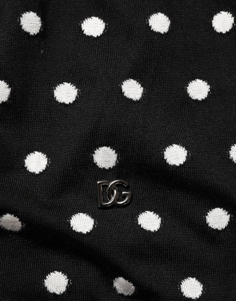 Dolce & Gabbana Black White Stripe Polka V-Neck Pullover Sweater