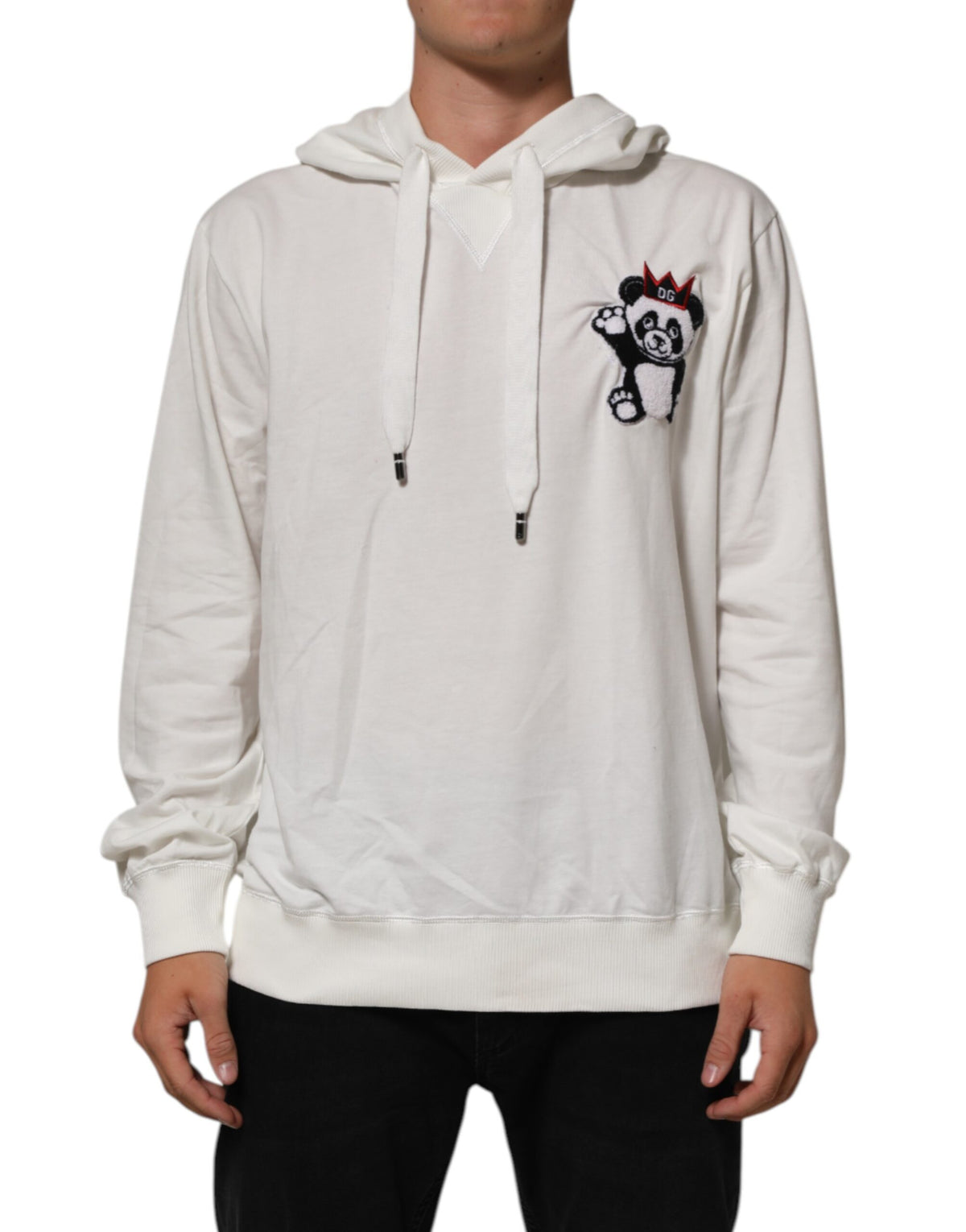 Sweat à capuche en coton blanc cassé avec panda Dolce &amp; Gabbana