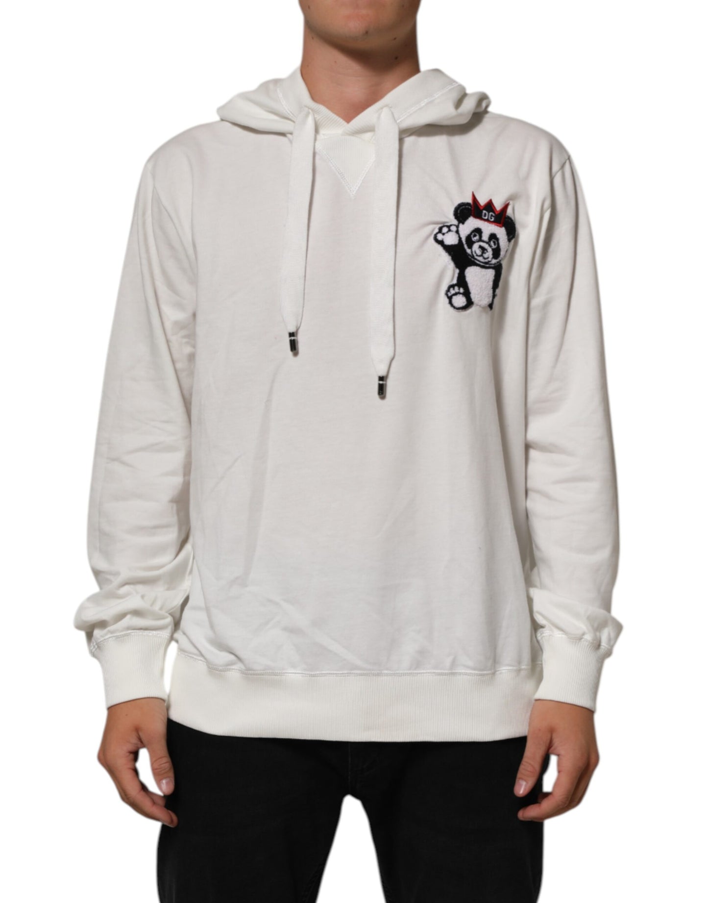 Sweat à capuche en coton blanc cassé avec panda Dolce &amp; Gabbana