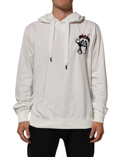 Sweat à capuche en coton blanc cassé avec panda Dolce &amp; Gabbana