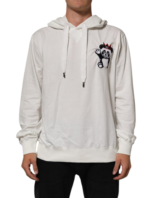 Sweat à capuche en coton blanc cassé avec panda Dolce &amp; Gabbana