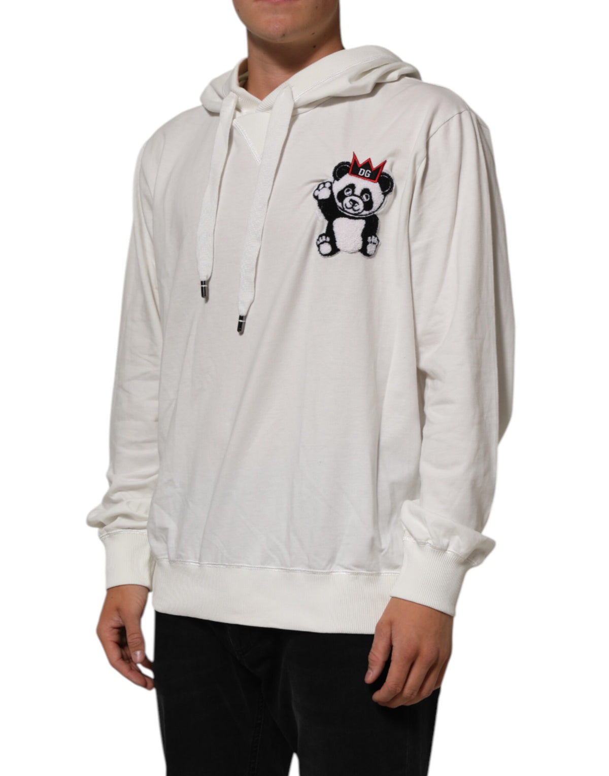 Sweat à capuche en coton blanc cassé avec panda Dolce &amp; Gabbana