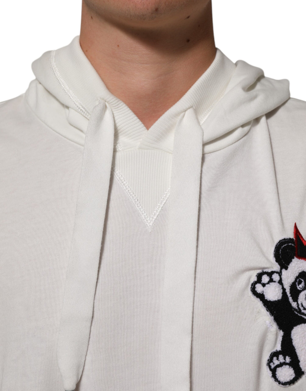 Sweat à capuche en coton blanc cassé avec panda Dolce &amp; Gabbana