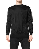 Sweat-shirt en polyester à col rond noir avec logo Dolce &amp; Gabbana