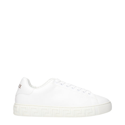 Baskets basses en cuir blanc Versace