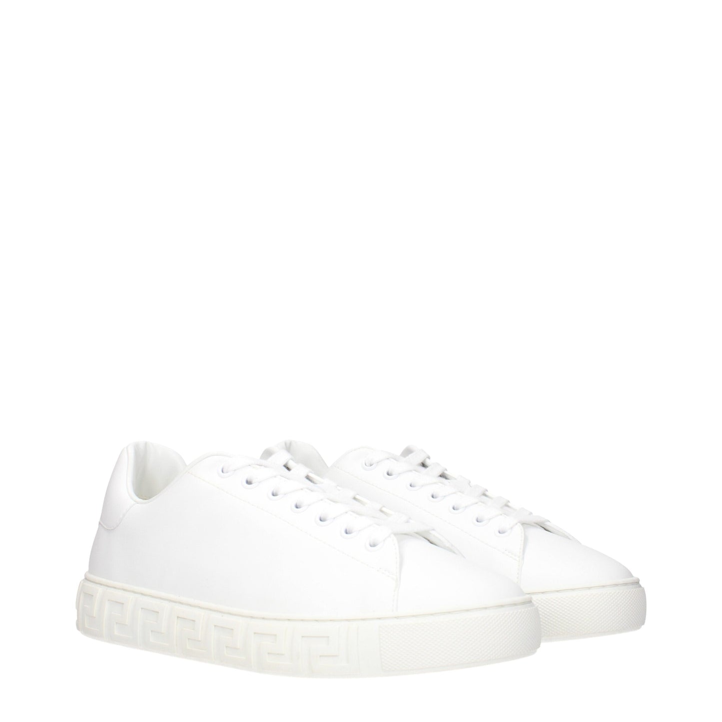 Baskets basses en cuir blanc Versace