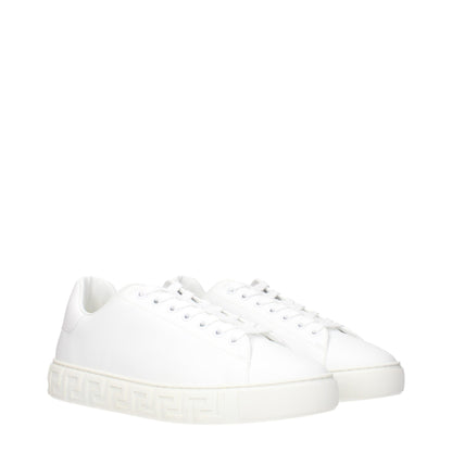 Baskets basses en cuir blanc Versace