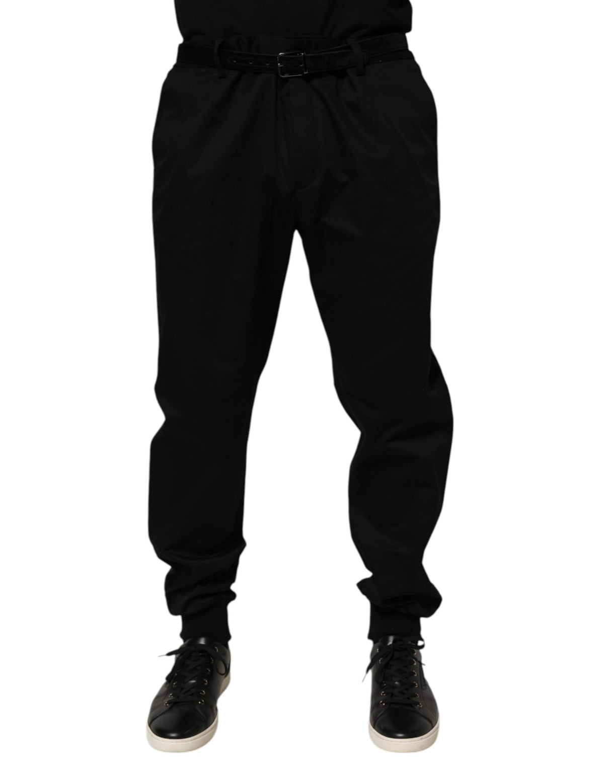 Pantalon décontracté en coton extensible noir Dolce &amp; Gabbana
