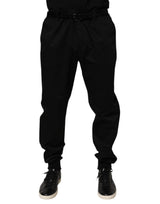 Pantalon décontracté en coton extensible noir Dolce &amp; Gabbana