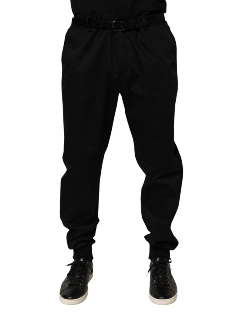 Pantalon décontracté en coton extensible noir Dolce &amp; Gabbana