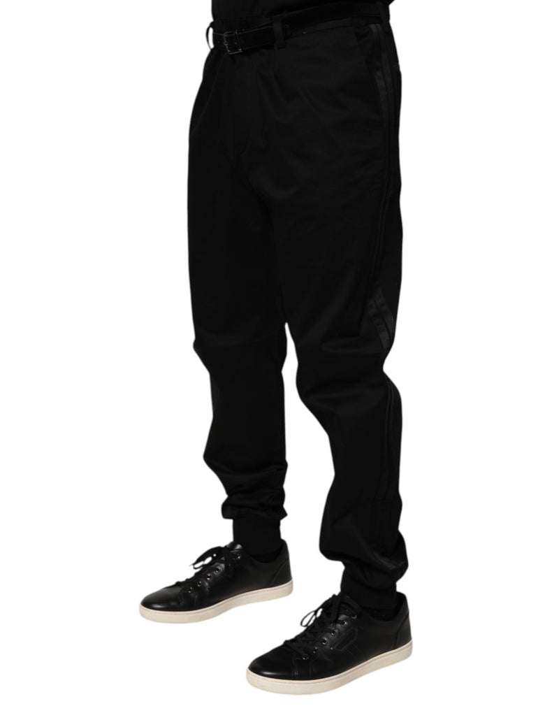 Pantalon décontracté en coton extensible noir Dolce &amp; Gabbana