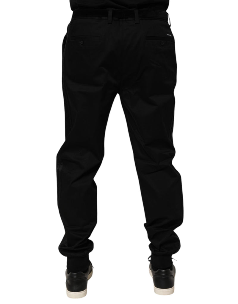 Pantalon décontracté en coton extensible noir Dolce &amp; Gabbana