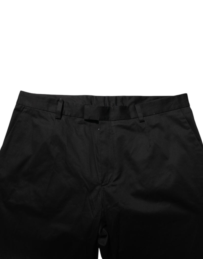 Pantalon décontracté en coton extensible noir Dolce &amp; Gabbana