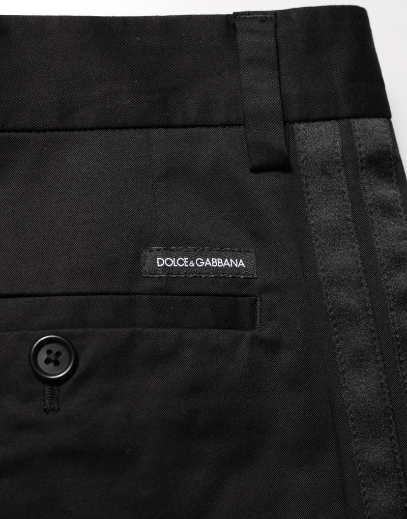 Pantalon décontracté en coton extensible noir Dolce &amp; Gabbana