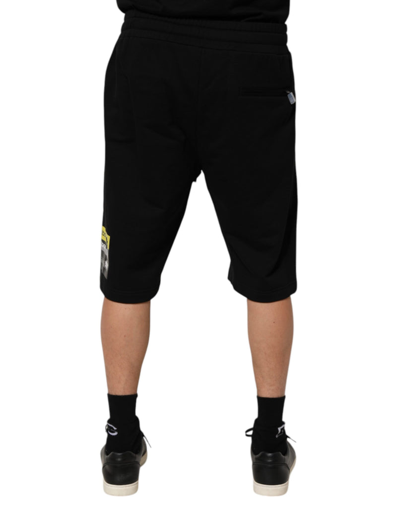 Dolce & Gabbana Black Cotton Mid Waist Casual Bermuda Short