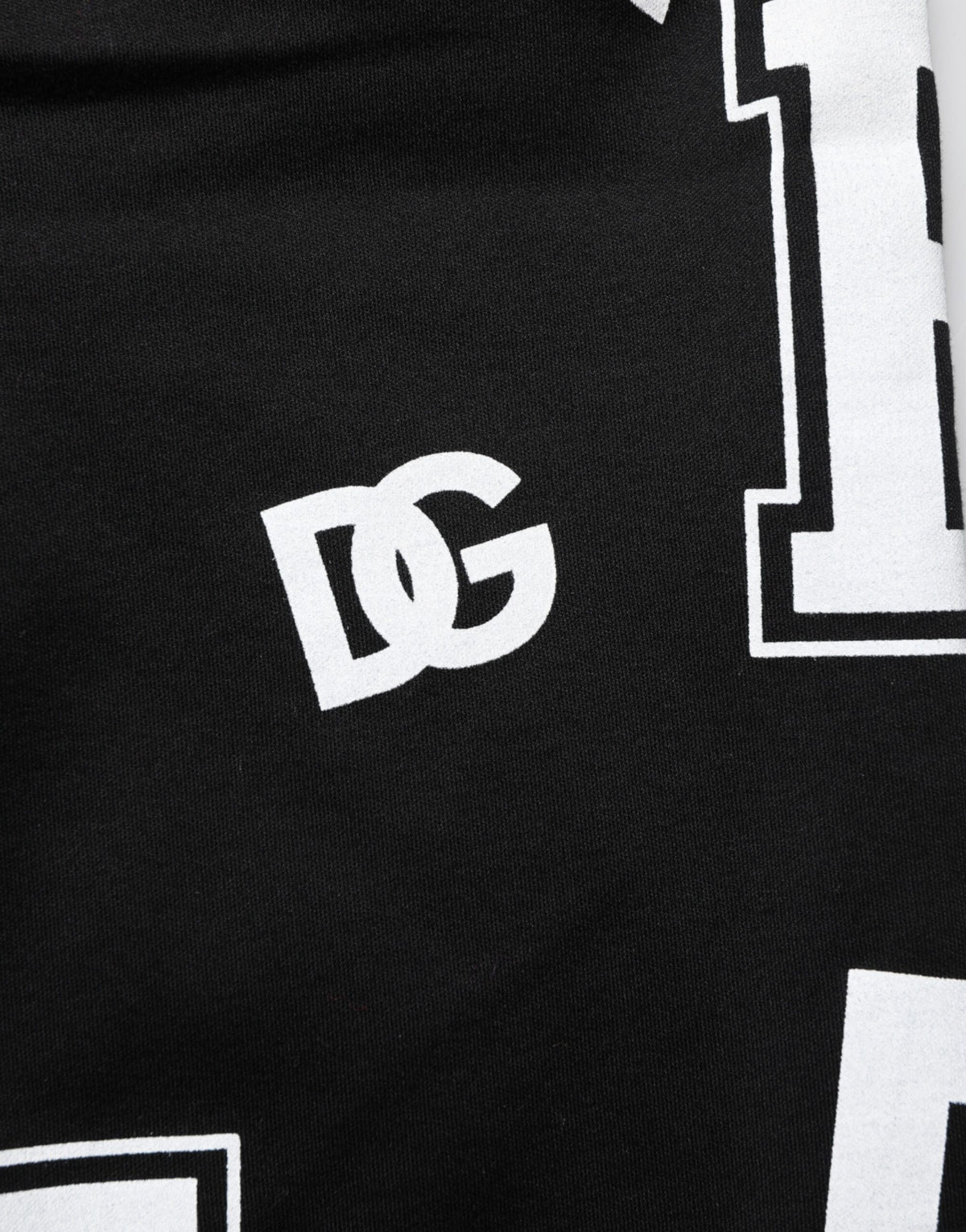 Short Bermuda décontracté en coton noir à imprimé logo Dolce &amp; Gabbana
