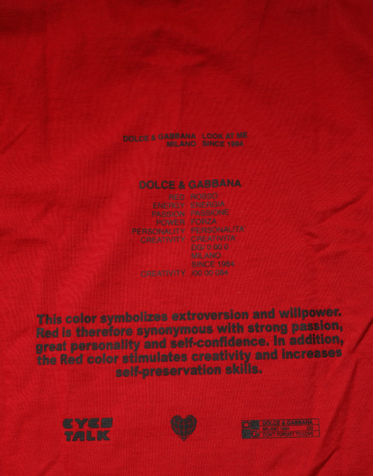 T-shirt à manches courtes en coton avec imprimé œil et logo rouge de Dolce &amp; Gabbana