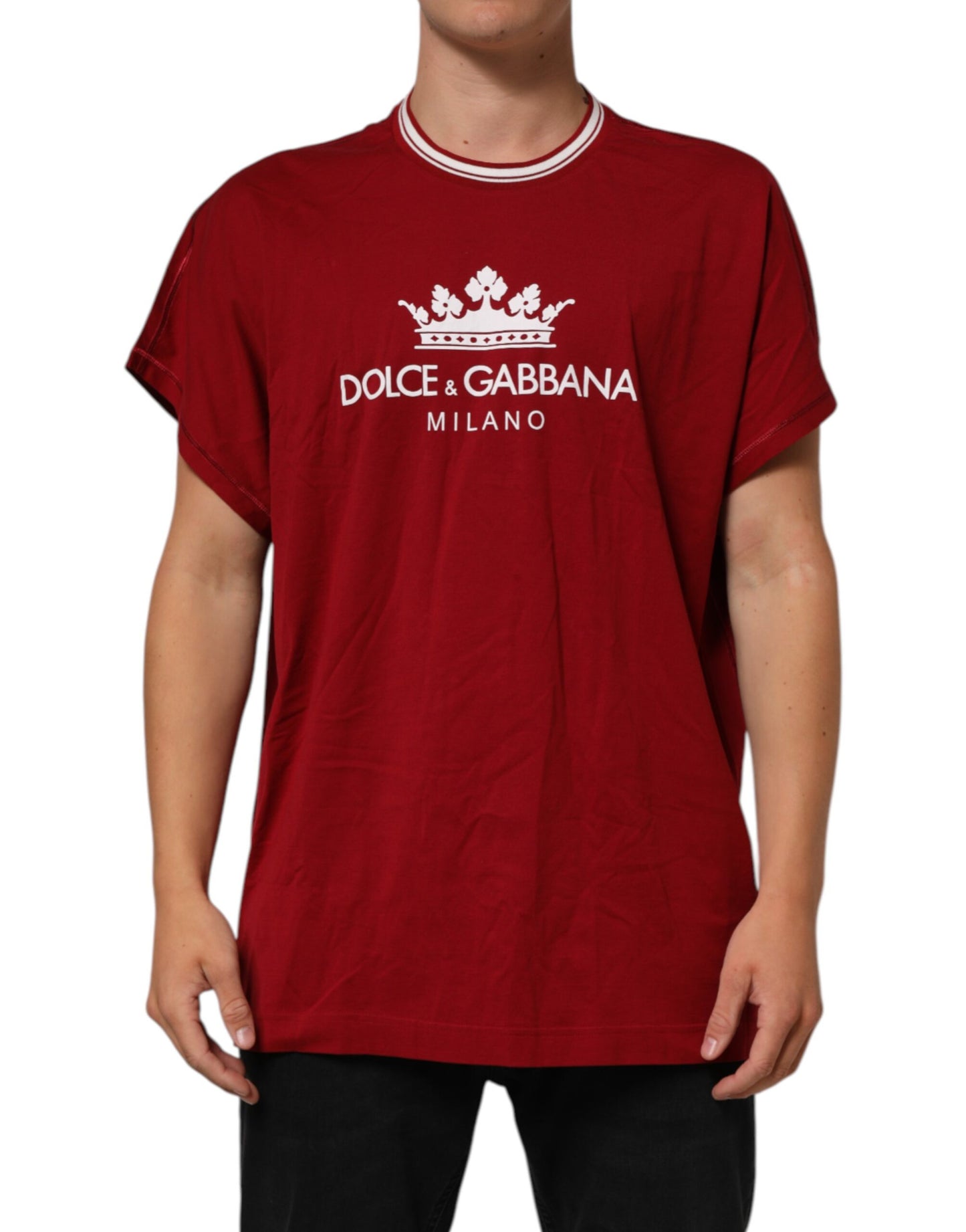 T-shirt à manches courtes en coton avec logo couronne marron de Dolce &amp; Gabbana