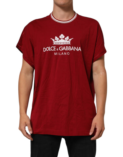T-shirt à manches courtes en coton avec logo couronne marron de Dolce &amp; Gabbana