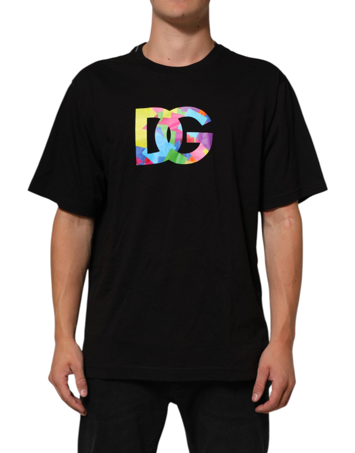 T-shirt Dolce &amp; Gabbana noir à logo imprimé en coton pour homme, col rond