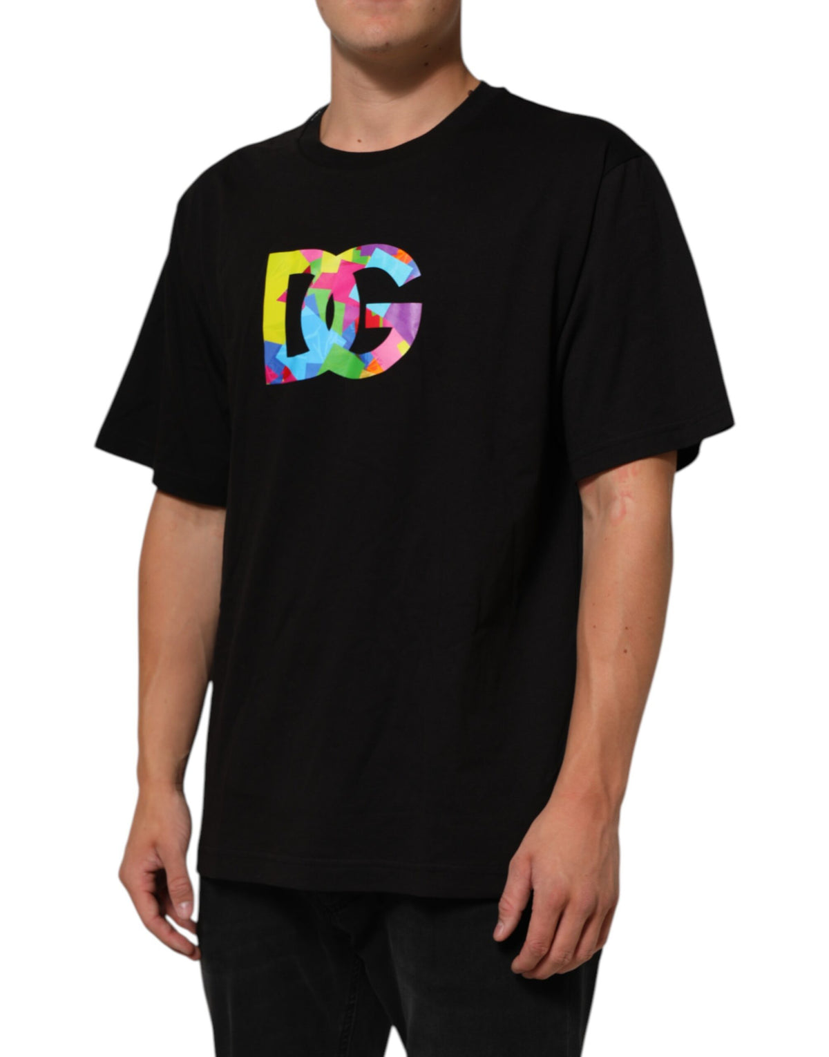 T-shirt Dolce &amp; Gabbana noir à logo imprimé en coton pour homme, col rond