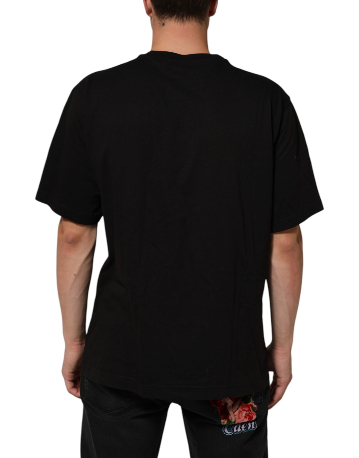 T-shirt Dolce &amp; Gabbana noir à logo imprimé en coton pour homme, col rond