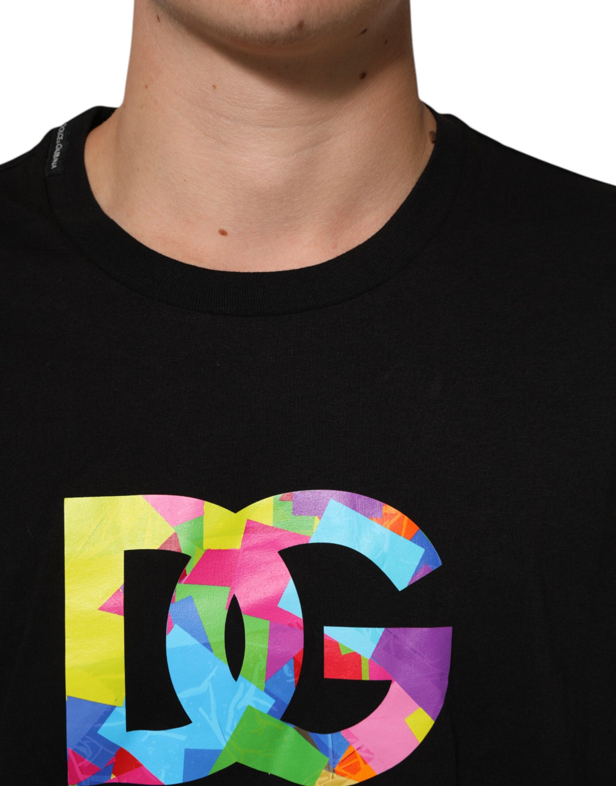 T-shirt Dolce &amp; Gabbana noir à logo imprimé en coton pour homme, col rond