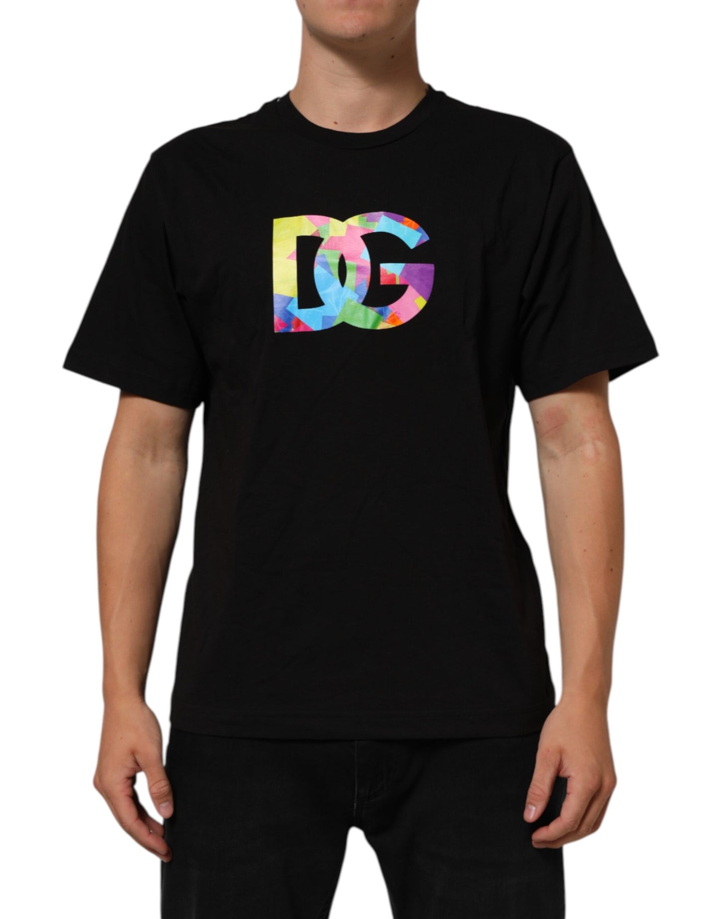 Dolce & Gabbana Black Logo Print Cotton Crew Neck  T-shirt