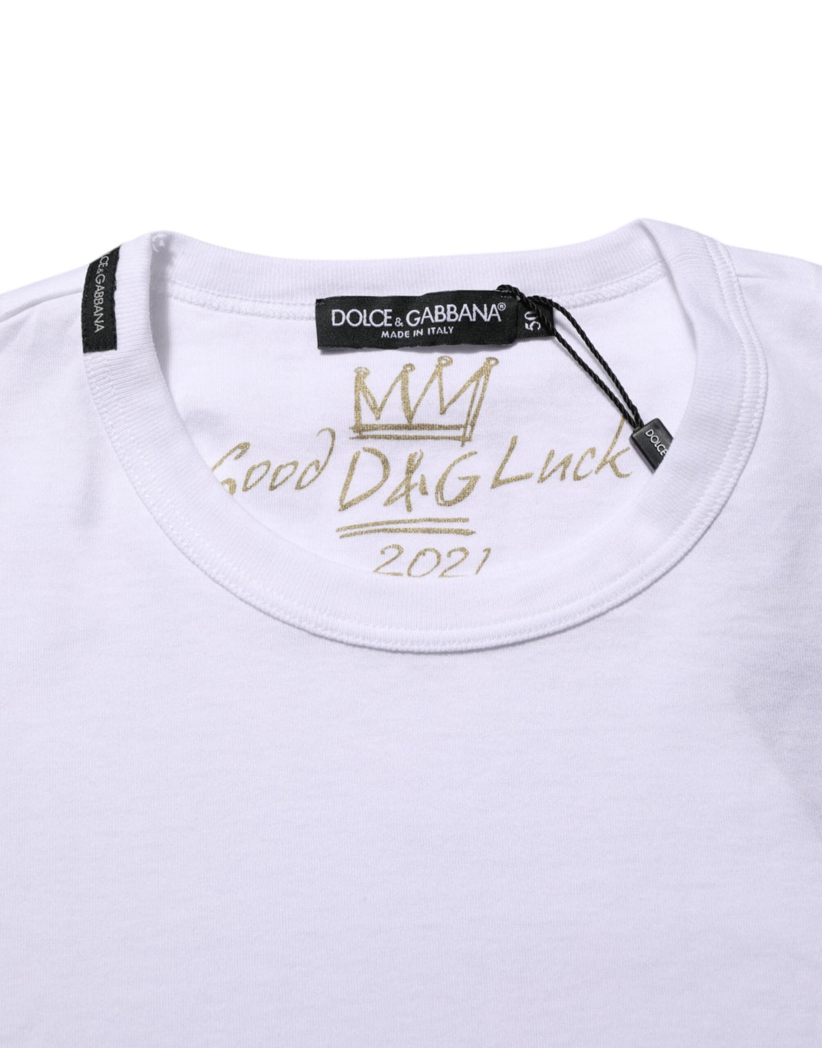T-shirt Dolce &amp; Gabbana blanc Goodluck 2021 en coton à col rond