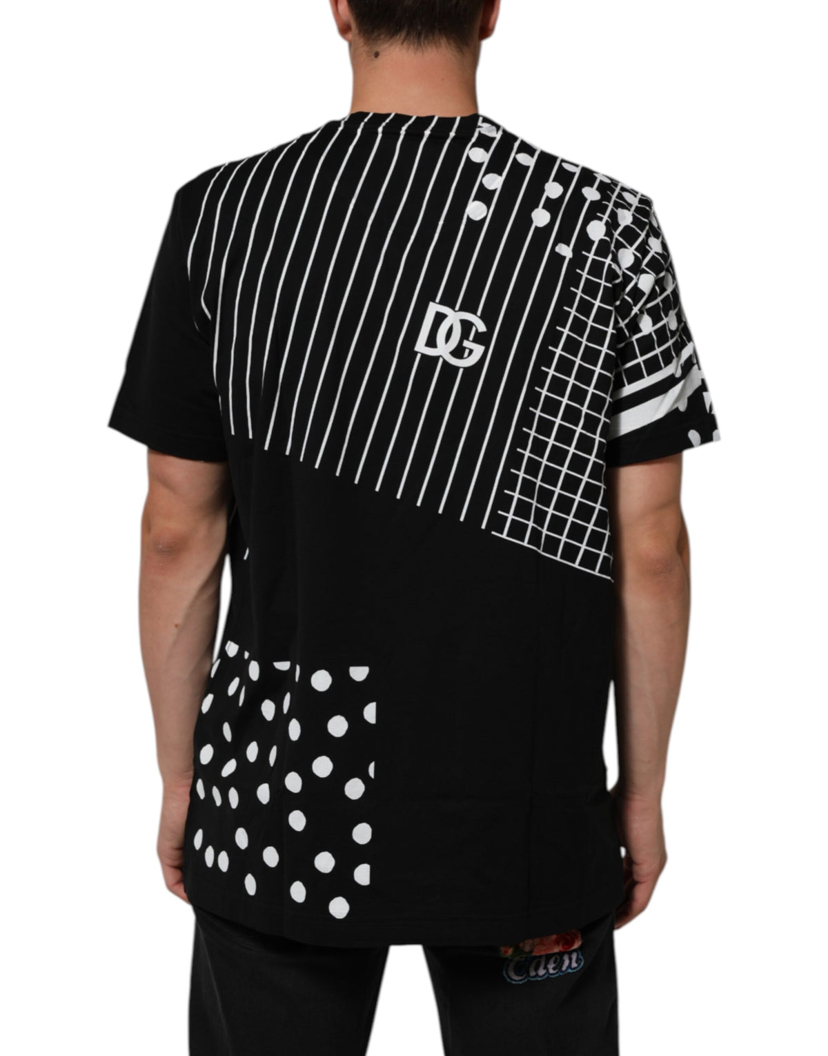 T-shirt en coton noir à pois et col rond de Dolce &amp; Gabbana