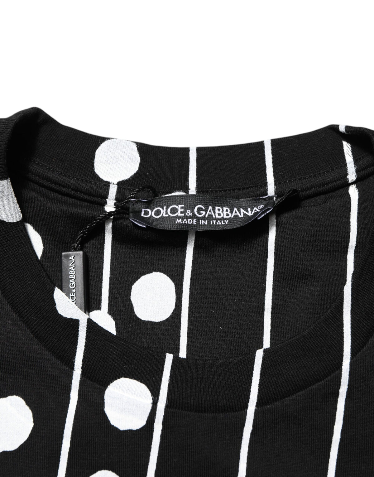 T-shirt en coton noir à pois et col rond de Dolce &amp; Gabbana