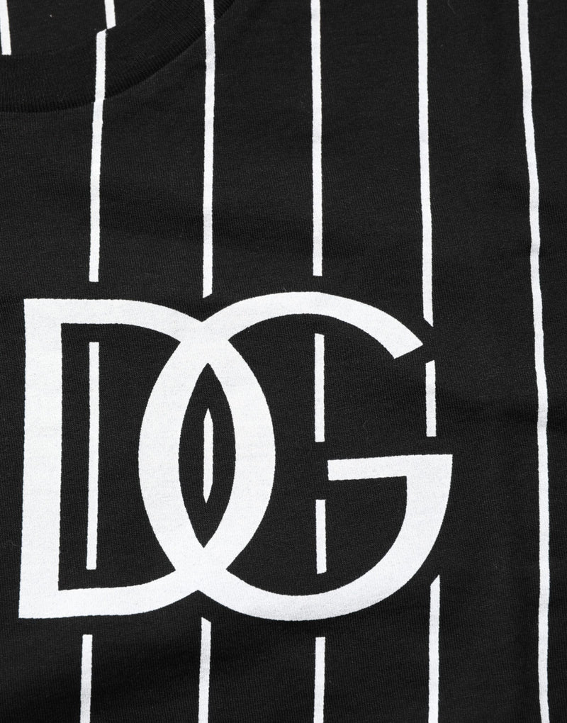 Dolce & Gabbana Black Cotton Polka Dots Round Neck T-shirt