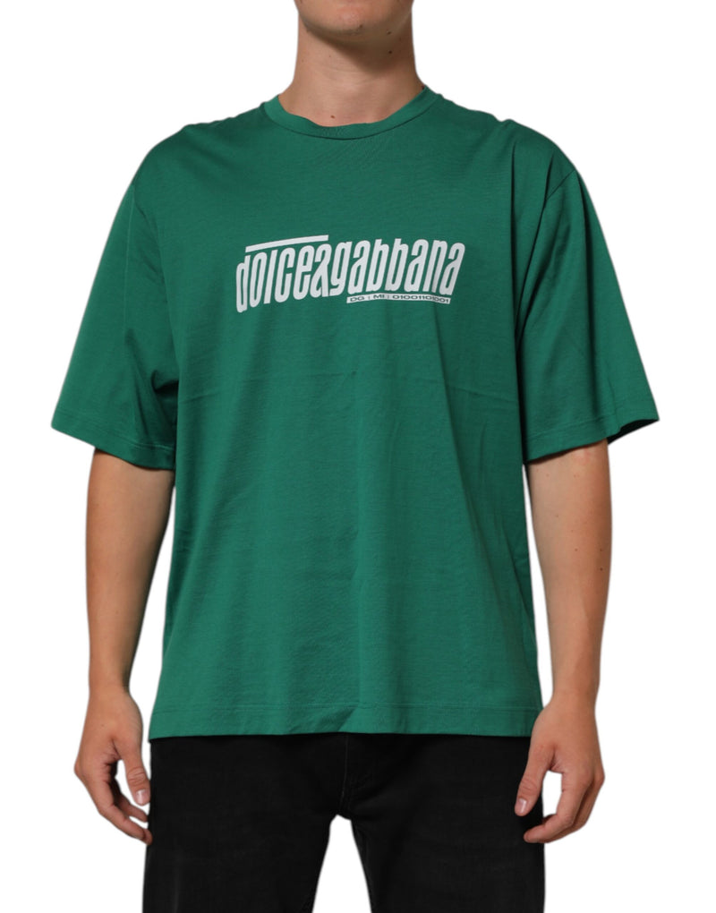 Dolce &amp; Gabbana Groen Katoenen Grafisch Logo Print Crewneck T-shirt