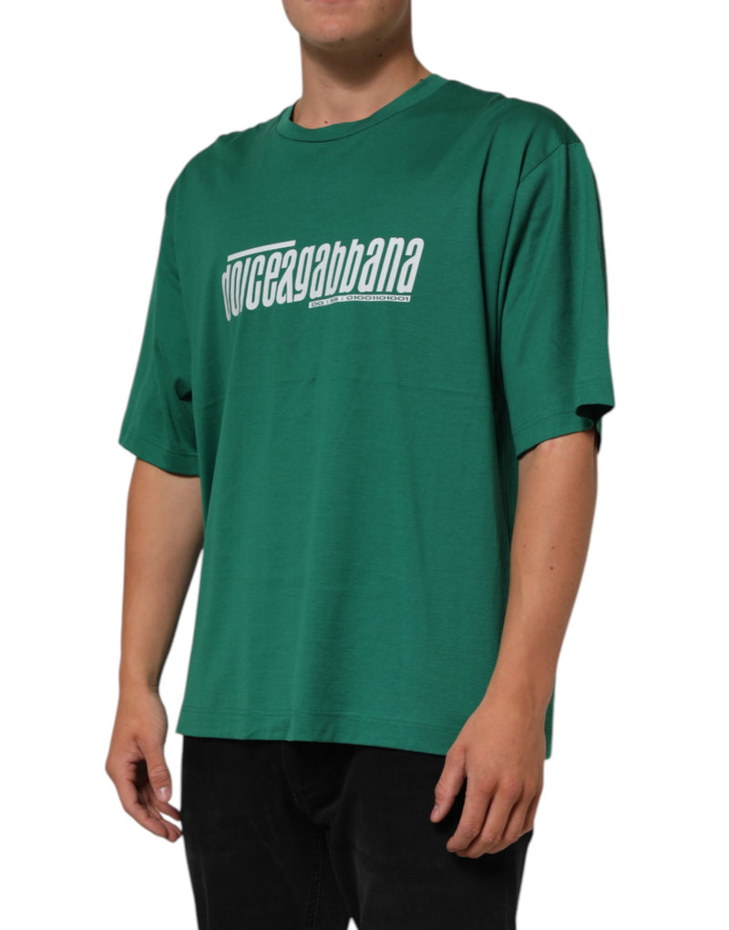 Dolce &amp; Gabbana Groen Katoenen Grafisch Logo Print Crewneck T-shirt