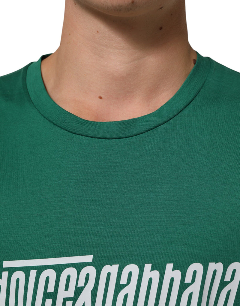 Dolce &amp; Gabbana Groen Katoenen Grafisch Logo Print Crewneck T-shirt