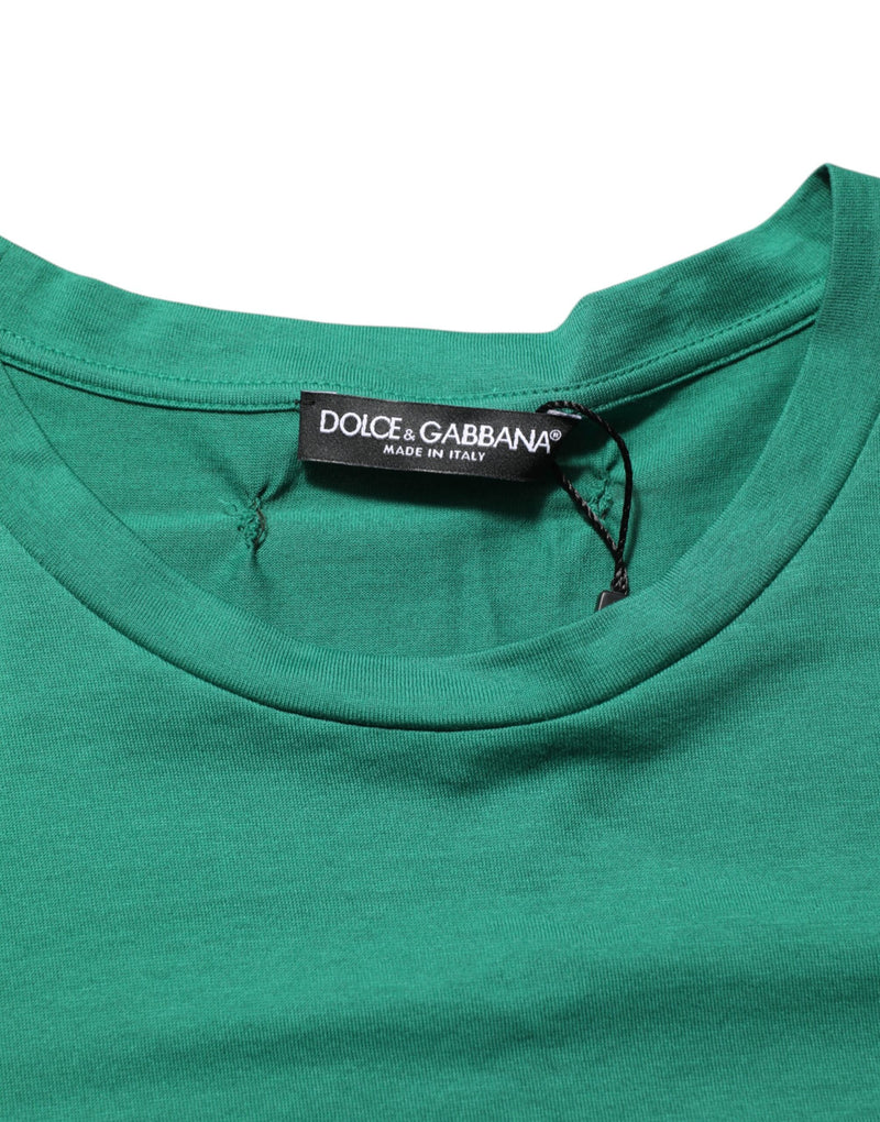 Dolce &amp; Gabbana Groen Katoenen Grafisch Logo Print Crewneck T-shirt